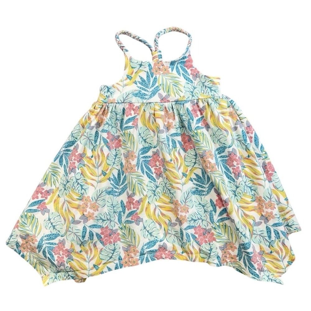Tommy Bahama Girls Asymmetrical Hem Tropical Dress 2T Floral Tropical Vacation